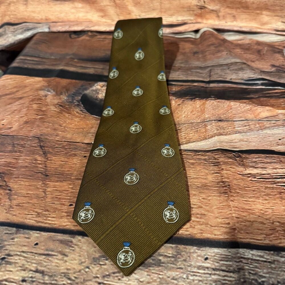 Briar Men's Brown Crest Necktie Classic 100% Polyester